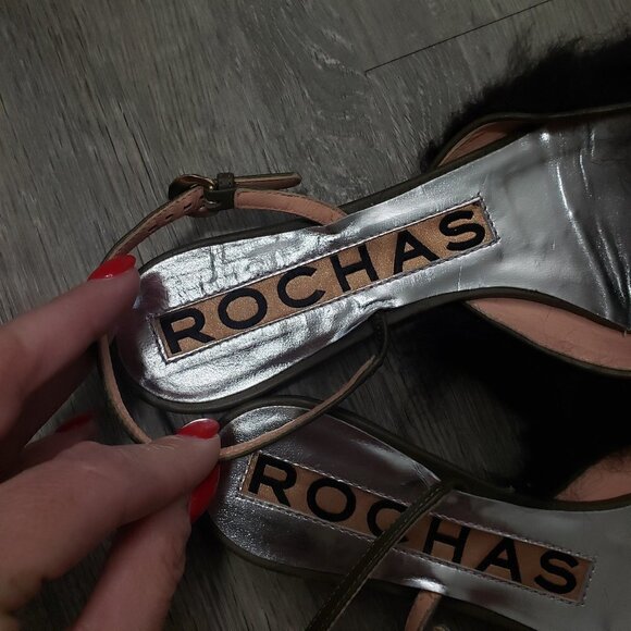 Rochas Toscana Fur Sling Back Flats 38 Pointy Toe - Picture 5 of 9